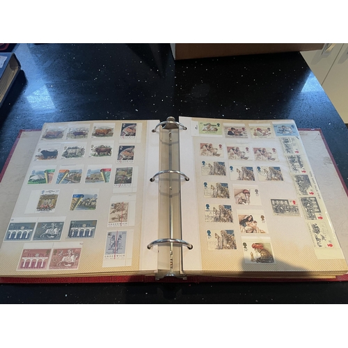 330A - A RED STAMP ALBUM OF GB, USA AND WORLD STAMPS