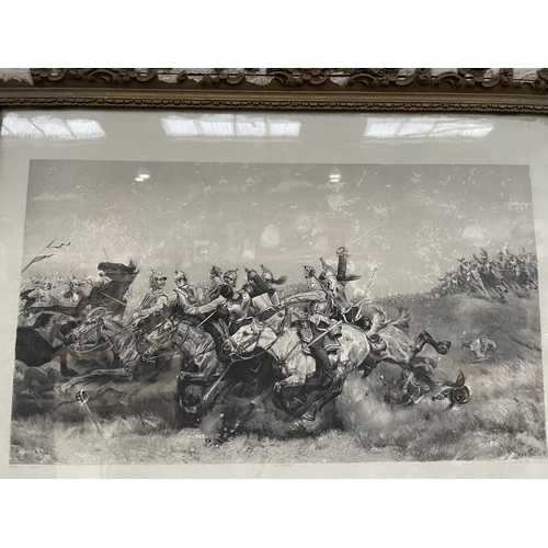 3861 - A LARGE GILT FRAMED ENGRAVING TITLED 'REZONVILLE'