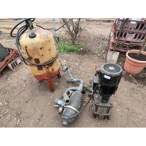 311 - AN ALPAC CR8 SINGLE PHASE WATER PUMP WITH WATER FILTER & A WATER COMPRESSOR.  NO VAT