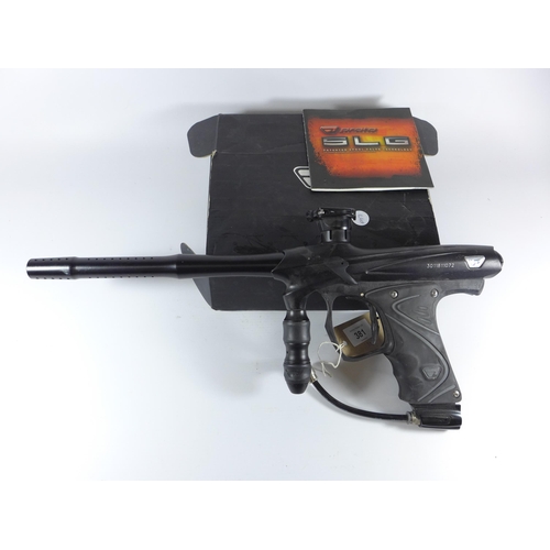 381 - A BOXED PROTO PAINTBALL SLG GUN, 27CM BARREL, LENGTH 47CM