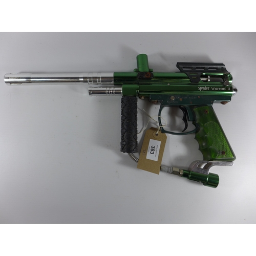 383 - A SPYDER VICTOR II PAINTBALL GUN, 25CM BARREL, LENGTH 45CM