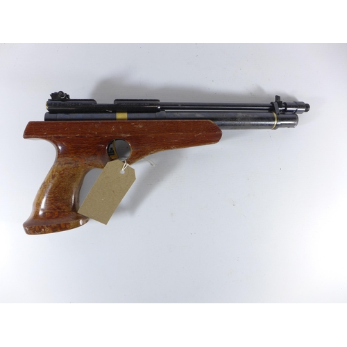 397 - A .22 CALIBRE AIR PISTOL, 28CM BARREL, LENGTH 40CM, SERIAL NUMBER 100417