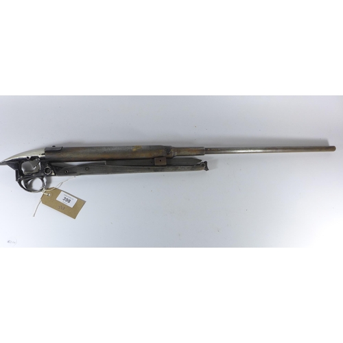 398 - A BSA AIRSPORTER .22 CALIBRE AIR RIFLE (LACKING STOCK), 46CM BARREL, LENGTH 83CM