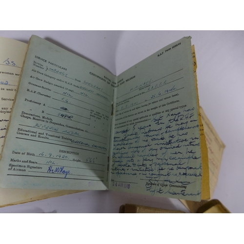 405 - A WORLD WAR II COLLECTIONOF RAF EPHEMERA, COMPRISING SERVICE AND REBASE BOOKS FOR SGT HARRY KAYE, AN... 