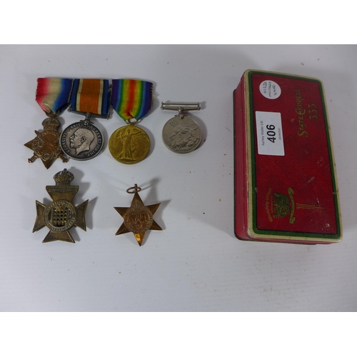 406 - A WORLD WAR I MEDAL GROUP AWARDED TO 19269 PRIVATE J HOROBIN OF THE NORTH FUSILIERS, COMPRISING 1914... 