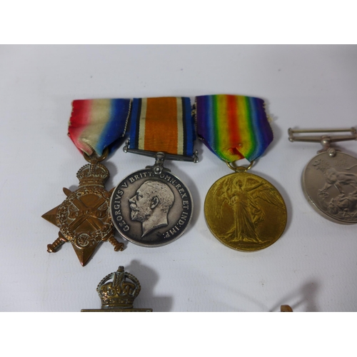 406 - A WORLD WAR I MEDAL GROUP AWARDED TO 19269 PRIVATE J HOROBIN OF THE NORTH FUSILIERS, COMPRISING 1914... 