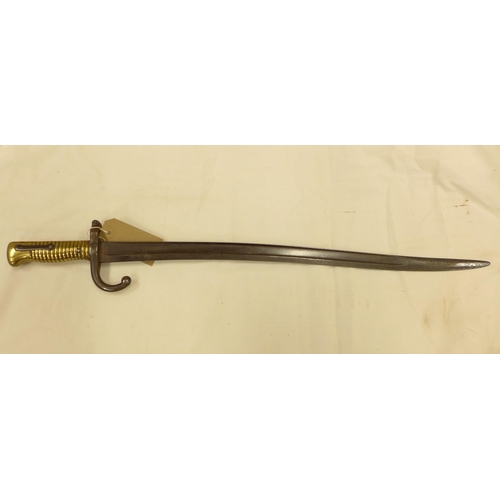 408 - A FRENCH CHASEPOT BAYONET, 57CM BAYONET, 57CM BLADE, DATED 1870