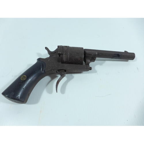 308 - A .31 CALIBRE SIX SHOT PINFIRE REVOLVER, 8.5CM BARREL, LENGTH 18CM