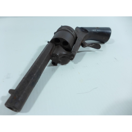 308 - A .31 CALIBRE SIX SHOT PINFIRE REVOLVER, 8.5CM BARREL, LENGTH 18CM