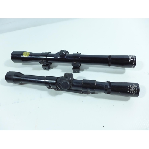 316 - AN A.S.T. 4X2 TELESCOPIC SIGHT AND A WEBLEY 4X20 TELESCOPIC SIGHT (2)