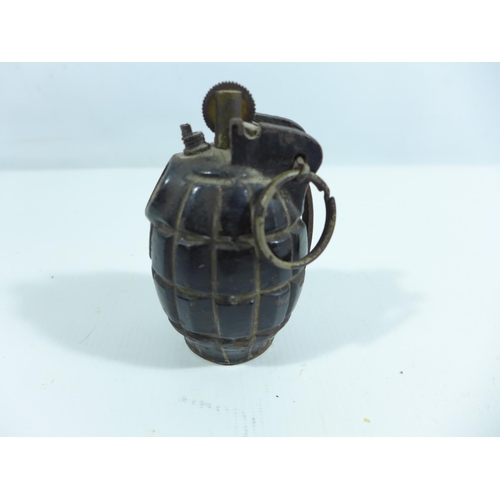 324 - A WORLD WAR II PERIOD GRENADE MADE INTO A LIGHTER, HEIGHT 10CM