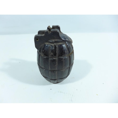 325 - A WORLD WAR II PERIOD GRENADE MADE INTO A MONEY BOX, HEIGHT 9.5CM