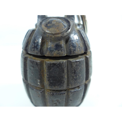 325 - A WORLD WAR II PERIOD GRENADE MADE INTO A MONEY BOX, HEIGHT 9.5CM