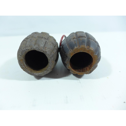 326 - TWO WORLD WAR II PRACTICE GRENADES, HEIGHT 9CM