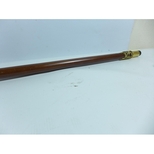 341 - AN ELABORATE CONFEDERATE STATES ROBERT E LEE WALKING/BANDSMAN CANE, LENGTH 117CM