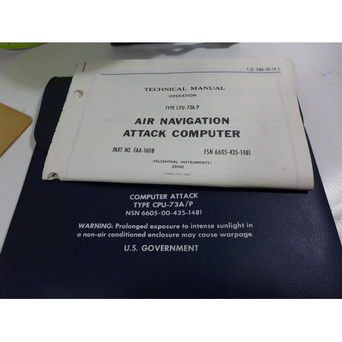 344 - A U.S.A. AIR NAVIGATION ATTACK COMPUTER CIRCA 1977, U.S. LOAD ADJUSTER BOX, LAMP ETC