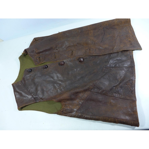 345 - A WORLD WAR II PERIOD BRITISH ARMY LEATHER JERKIN