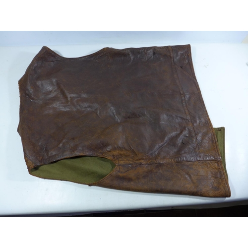 345 - A WORLD WAR II PERIOD BRITISH ARMY LEATHER JERKIN