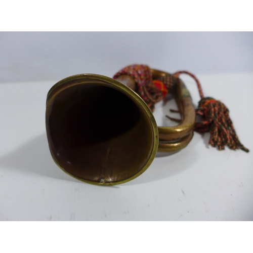 348 - A COPPER AND BRASS BUGLE WITH ONTARIO REGIMENT BADGE