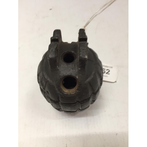 362 - AN INERT GRENADE, HEIGHT 9CM