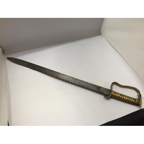 369 - A BRITISH 1856 PATTERN PIONEERS SAWBACK SWORD, 57CM BLADE STAMPED WILKINSON LONDON 8-94, LENGTH 70CM