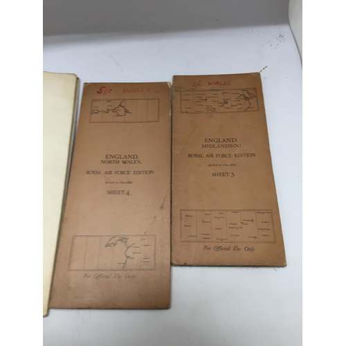 380 - THREE WORLD WAR II PERIOD RAF ISSUED MAPS OF NORTH WALES AND MANCHESTER, CENTRAL ENGLAND