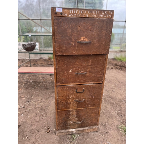 325 - A FOUR DRAWER WOODEN FILING CABINET  NO VAT