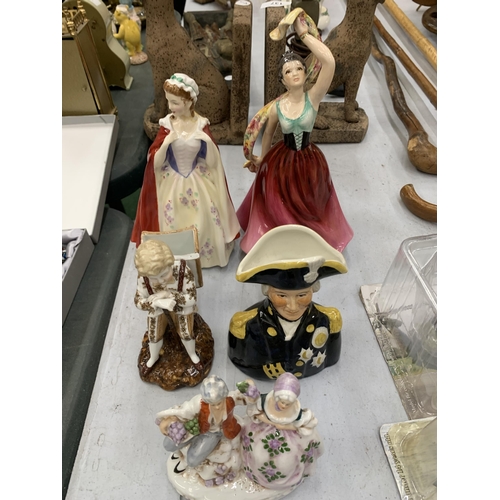 175 - A QUANTITY OF CERAMIC FIGURES TO INCLUDE ROYAL DOULTON, LANCASTER & SANDLAND, ROYAL GRAFTON, ETC