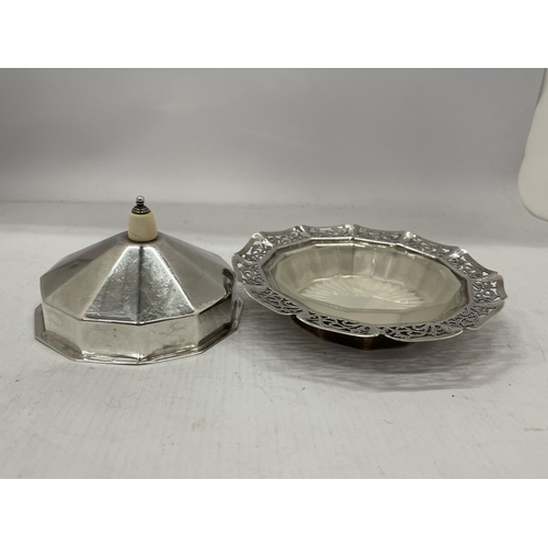 2 - A GEORGE V SILVER LIDDED BUTTER DISH, HALLMARKS FOR SHEFFIELD 1934, MAKERS VINERS LTD, SILVER WEIGHT... 