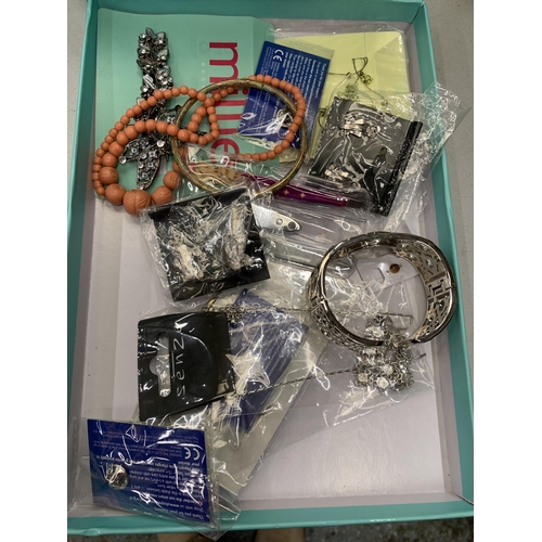 211 - A BOX OF ASSORTED COSTUME JEWELLERY