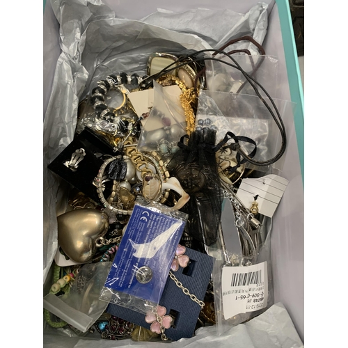 211 - A BOX OF ASSORTED COSTUME JEWELLERY