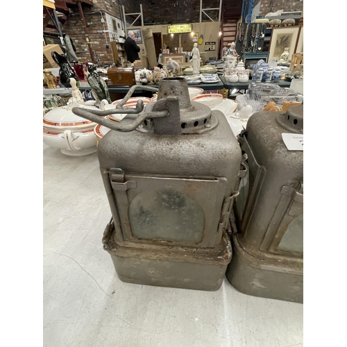 224 - A PAIR OF VINTAGE BRITISH RAIL RAILWAY LAMPS