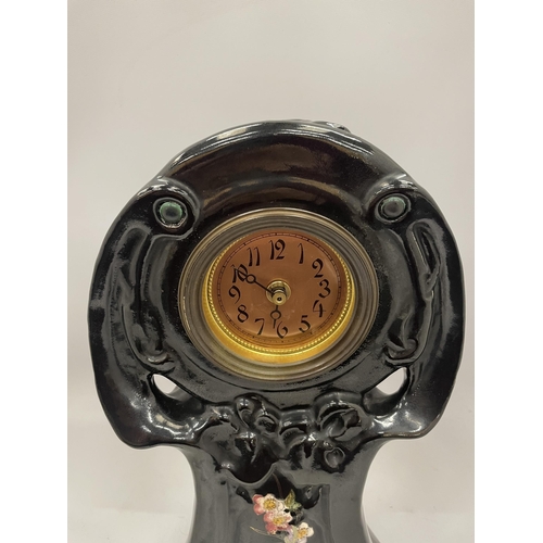 24 - A BRETBY ART NOUVEAU FLORAL DESIGN MANTLE CLOCK