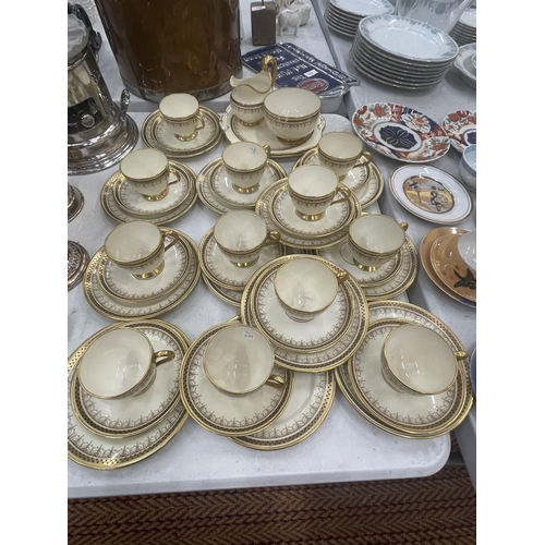 250 - A LARGE GROSVENOR CHINA GILT DESIGN PART TEA SET MAINLY CONSISTING OF TRIOS