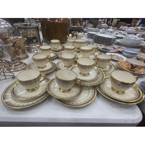 250 - A LARGE GROSVENOR CHINA GILT DESIGN PART TEA SET MAINLY CONSISTING OF TRIOS