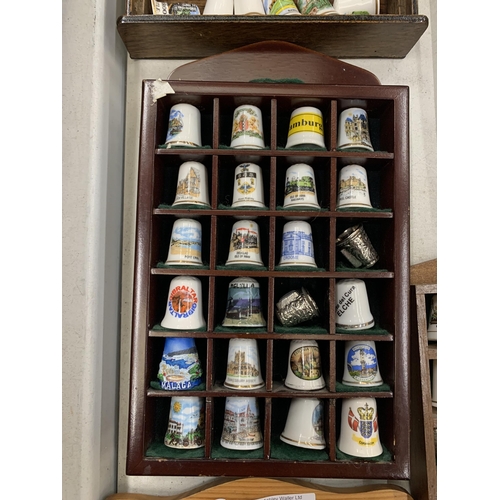 254 - SIX WOODEN DISPLAYS OF CERAMIC THIMBLES