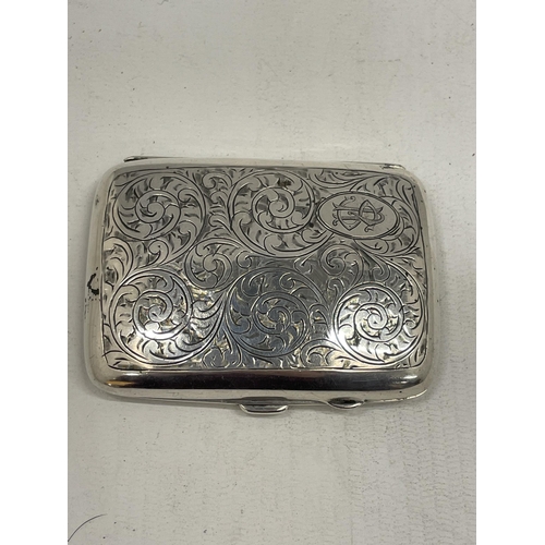 38 - A BIRMINGHAM HALLMARKED SILVER CIGARETTE CASE, LENGTH 8CM