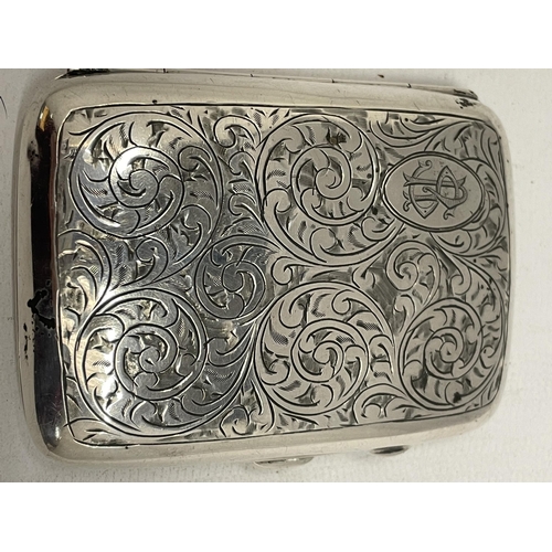 38 - A BIRMINGHAM HALLMARKED SILVER CIGARETTE CASE, LENGTH 8CM