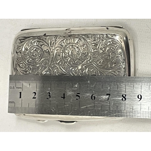 38 - A BIRMINGHAM HALLMARKED SILVER CIGARETTE CASE, LENGTH 8CM