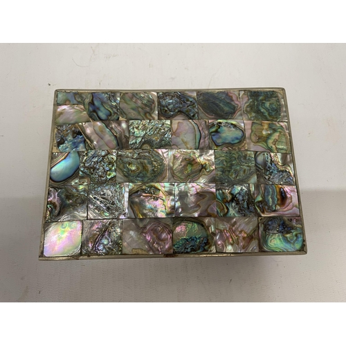 45 - A MOTHER OF PEARL LIDDED JEWELLERY BOX