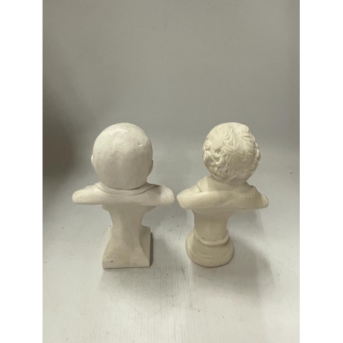 55 - TWO VINTAGE BUSTS OF WINSTON CHURCHILL AND WILLIAM SHAKESPEARE IN MARBLE