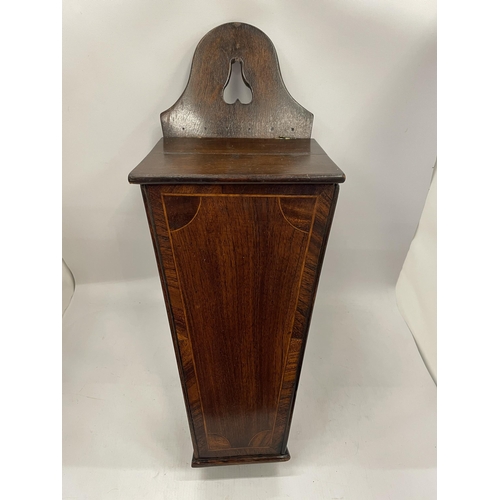 7 - A VICTORIAN INLAID MAHOGANY CANDLE BOX