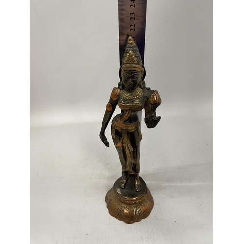 9 - A SINO TIBETAN BI METAL OF A GODDESS, HEIGHT 21CM