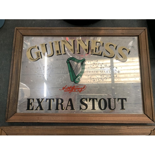 125 - A 'NEWCASTLE BROWN ALE' AND A 'GUINNESS' ADVERTISING MIRROR 33CM X 23CM