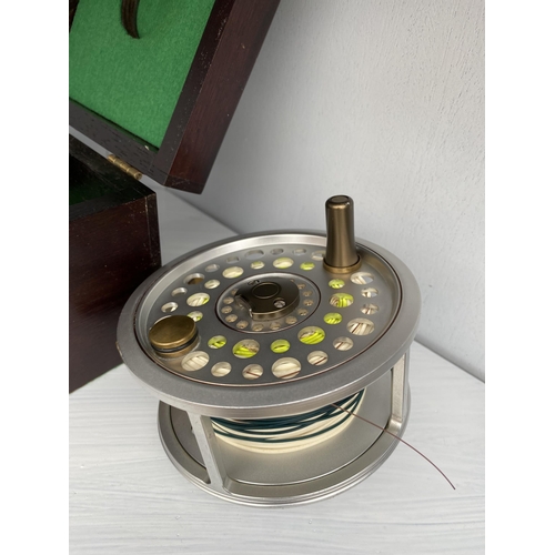 1736 - A BRUCE & WALKER ATLANTIC SALMON REEL MADE BY J.W.YOUNG LTD EDITION FISHING REEL NO.0053 IN WOODEN C... 