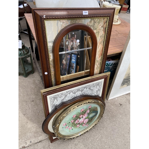 1949 - AN ASSORTMENT OF FRAMED PRINTS AND MIRRORS ETC