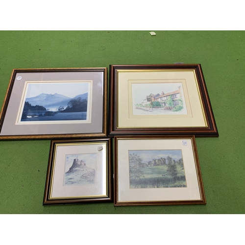 1141 - FOUR FRAMED PRINTS TO INCLUDE CASTLES, ETC