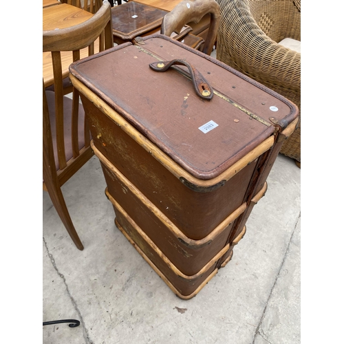 2983 - A COMPRESSED FIBRE TRAVELLING TRUNK AND VICTORIAN MAHOGANY DINING CHAIR