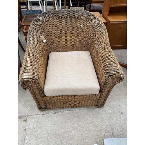 2984 - A MODERN WICKER CONSERVATORY EASY CHAIR