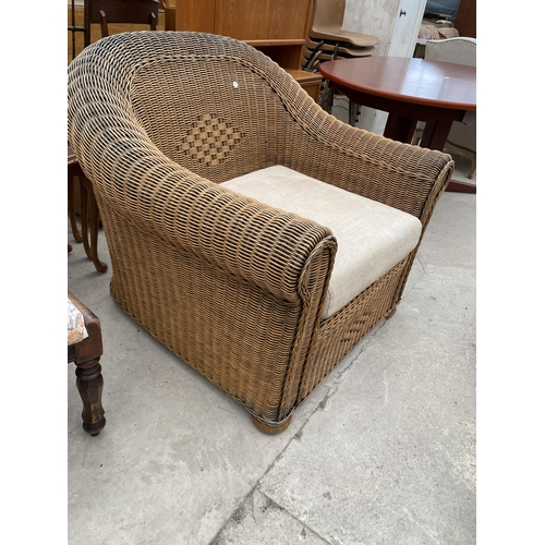 2984 - A MODERN WICKER CONSERVATORY EASY CHAIR